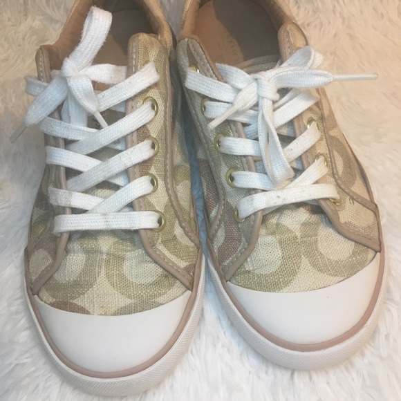 Coach Barrett Canvas Leather Trim Sneakers Size 9B - Picture 5 of 8